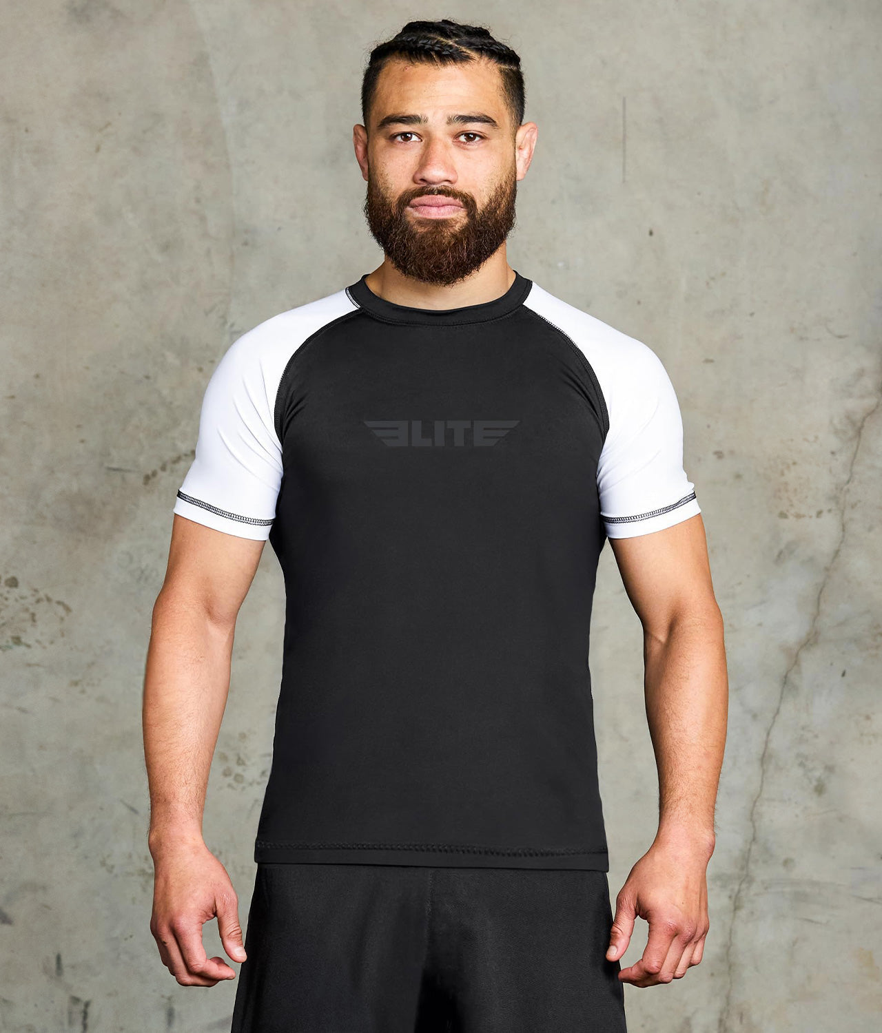 elite sports standard white short sleeve mens mma rash guard