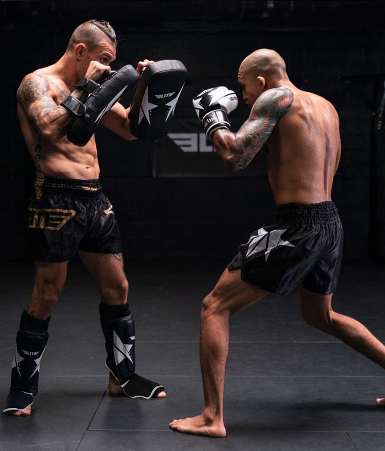 Elite Sports Adults' Star White Muay Thai Shin Guards Life Style