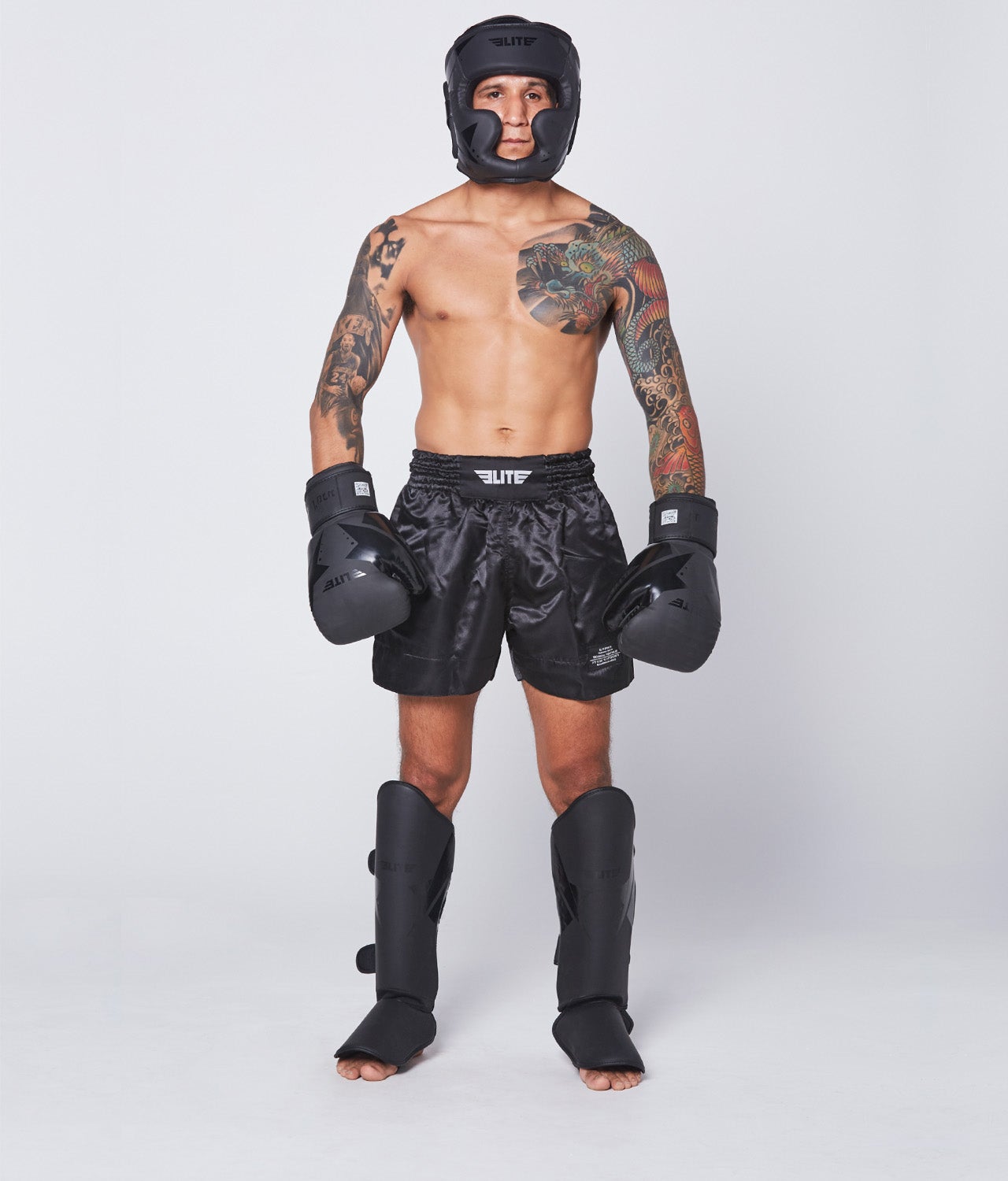 Elite Sports Adults' Star Sparring Black/Black Boxing Headgear Full Look