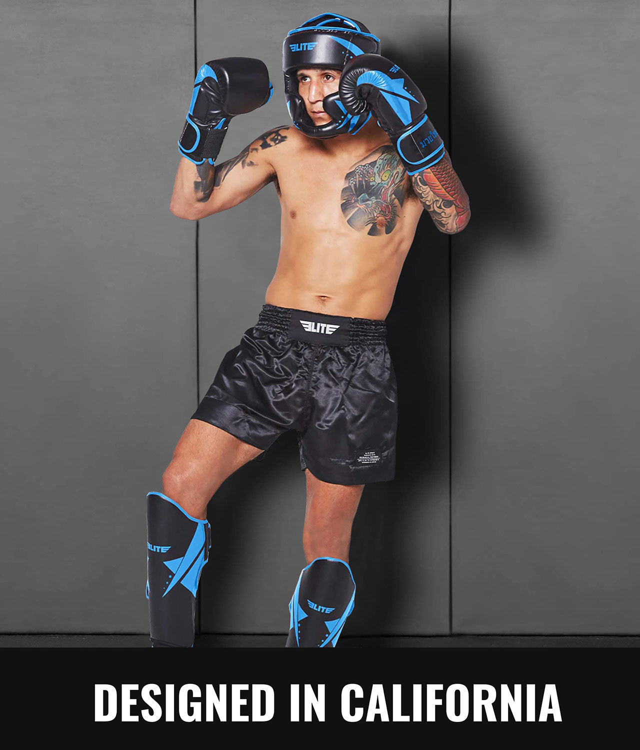 Elite Sports Adults' Star Sparring Black/Blue Boxing Headgear Designed In California