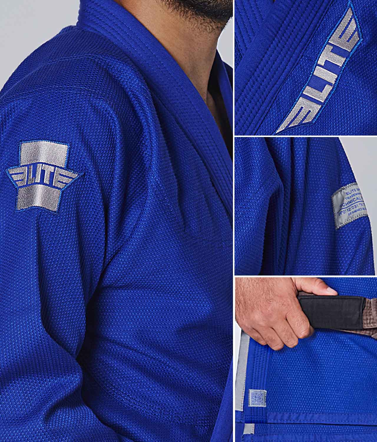Elite Sports Men's Core Blue Brazilian Jiu Jitsu BJJ Gi  Detailed View