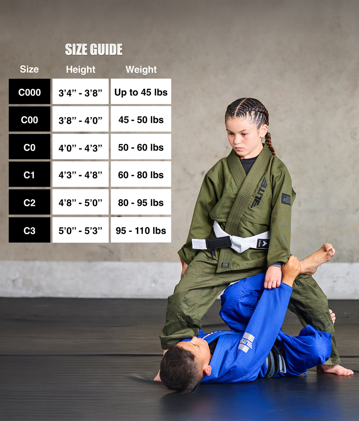 Elite Core Blue Kids BJJ Gi w/ Free Belt, Preshrunk Jiu Jitsu Gi