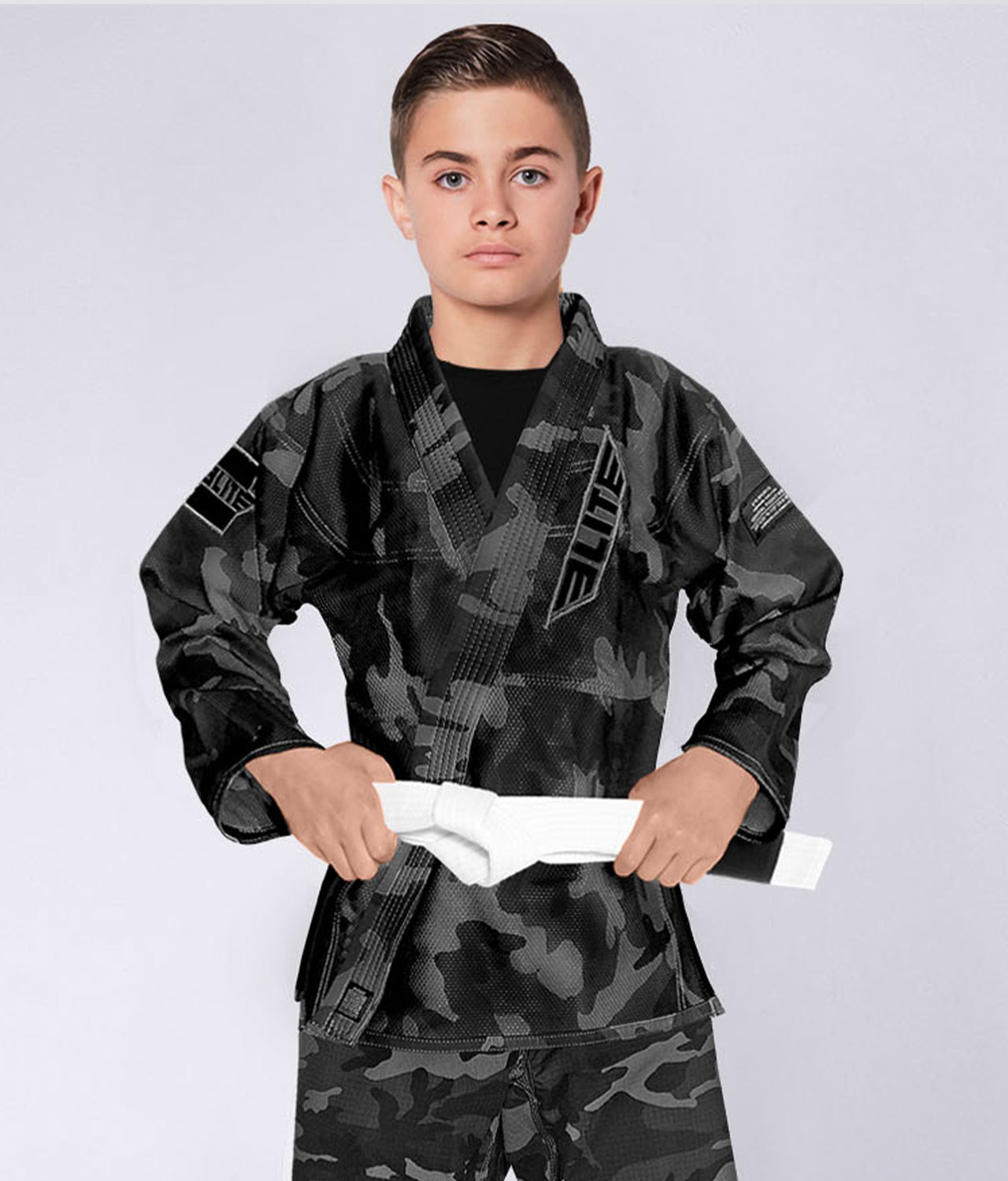 Elite Sports Kids' Core Gray Camo Brazilian Jiu Jitsu BJJ Gi