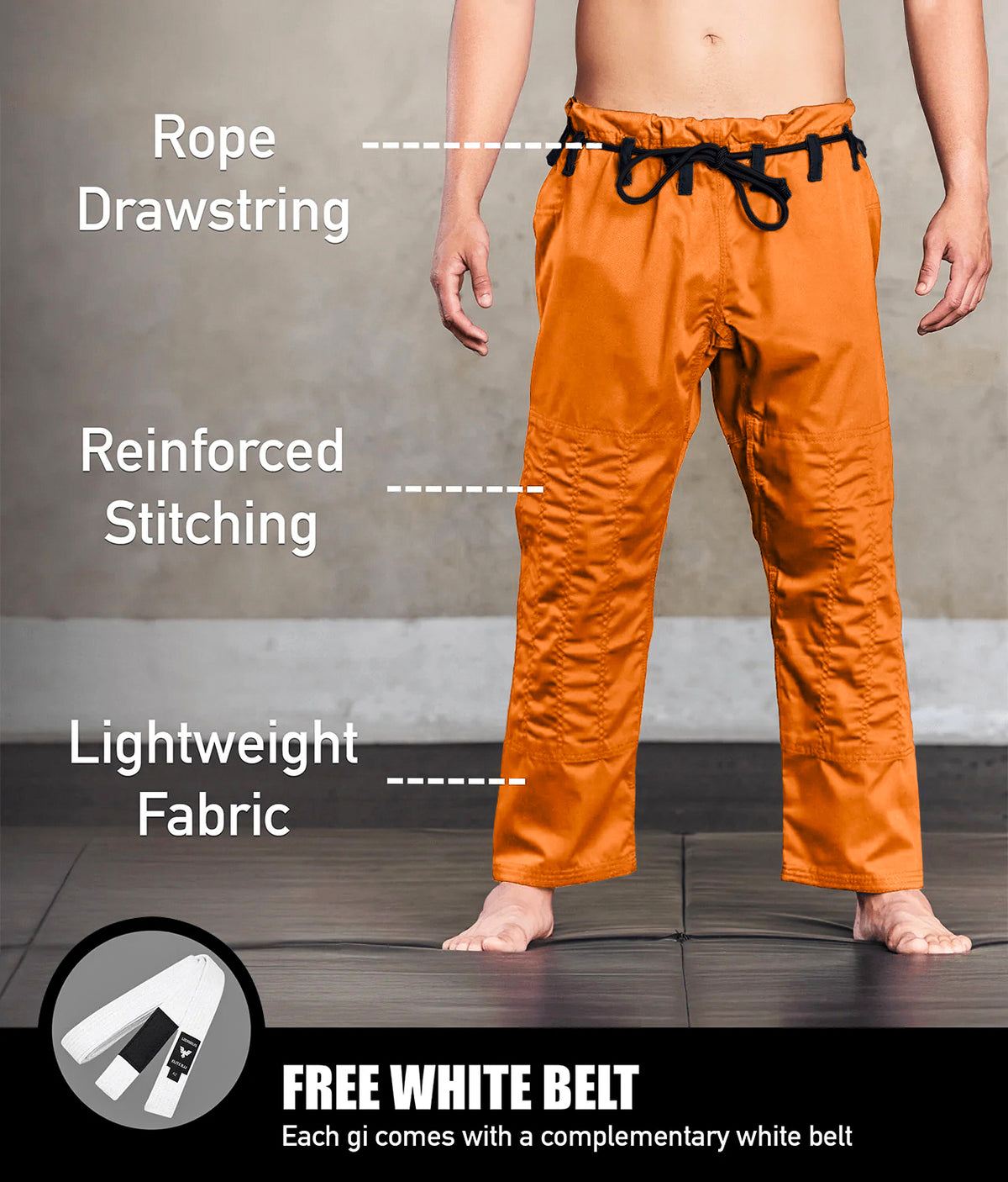 Elite Sports Core Orange Adults BJJ Gi w/ Free Belt, Preshrunk Jiu Jitsu Gi