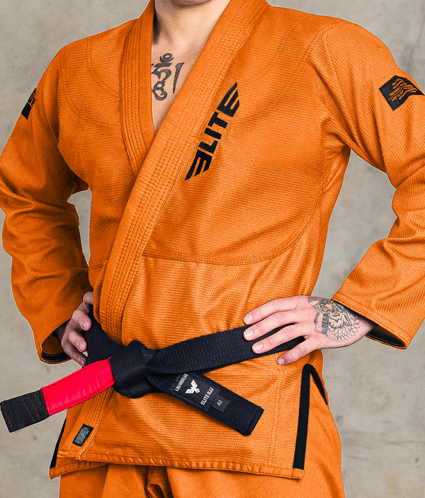 Elite Sports Core Orange Adults BJJ Gi w/ Free Belt, Preshrunk Jiu Jitsu Gi
