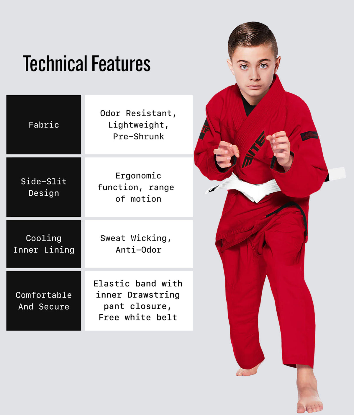 Elite Core Red Mens BJJ Gi, Preshrunk Jiu Jitsu Gi with Free Belt ...
