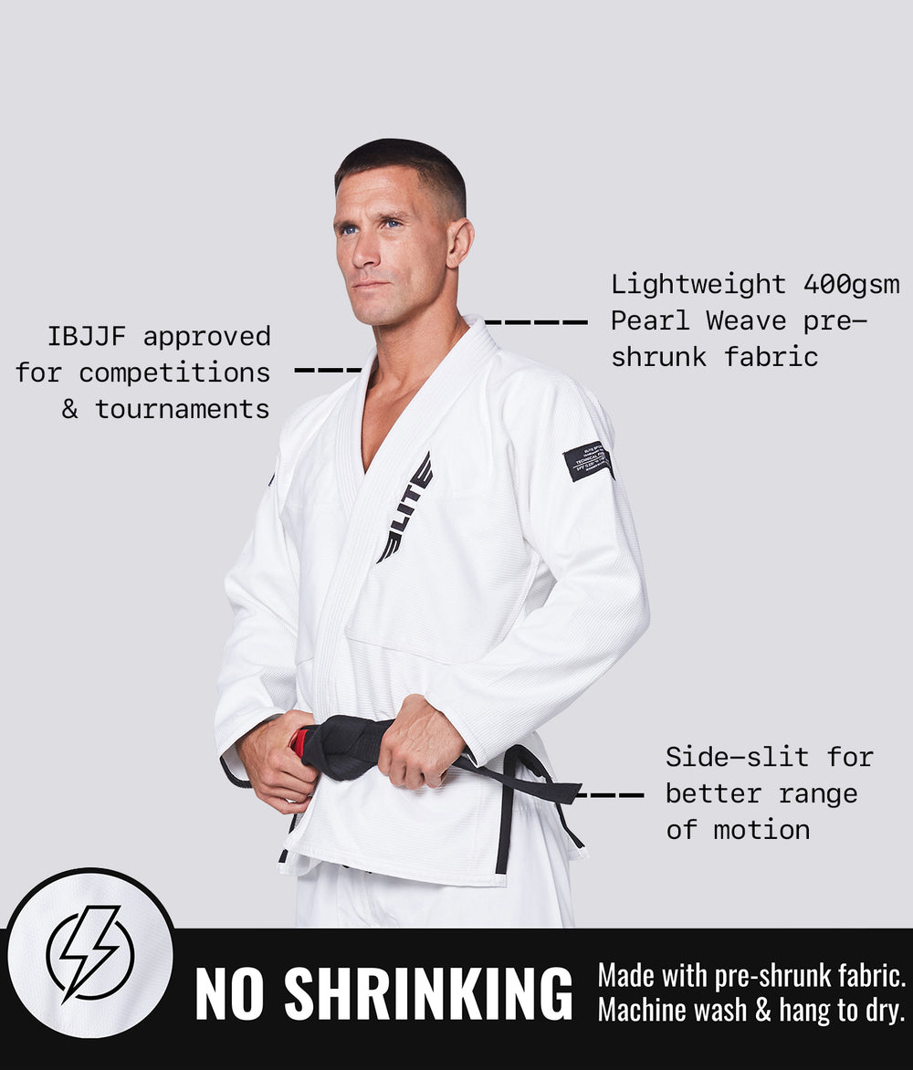 Elite Sports Core Preshrunk White Adult Brazilian Jiu Jitsu BJJ Gi With ...