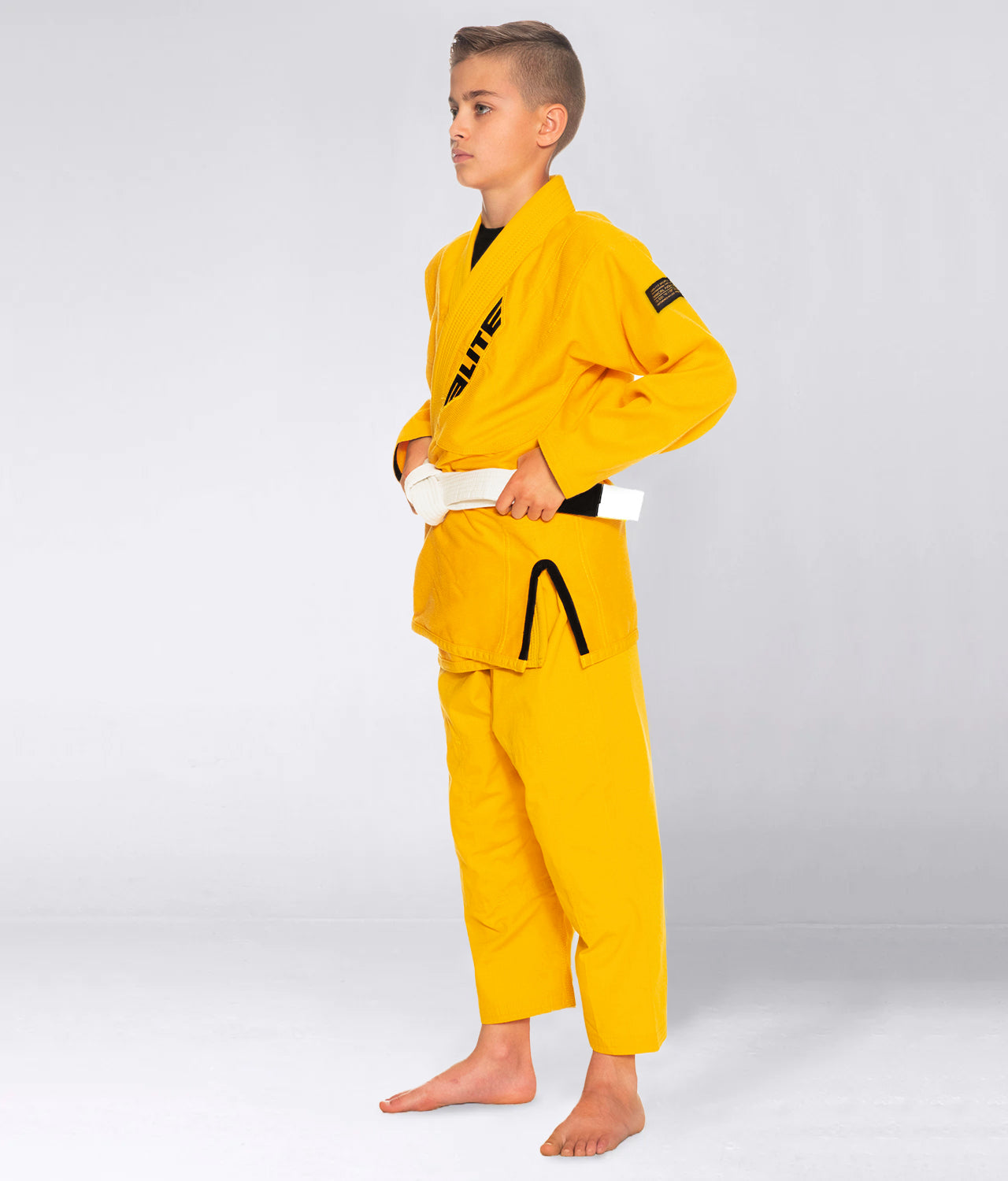 Elite Sports Kids' Core Yellow Brazilian Jiu Jitsu BJJ Gi Side View