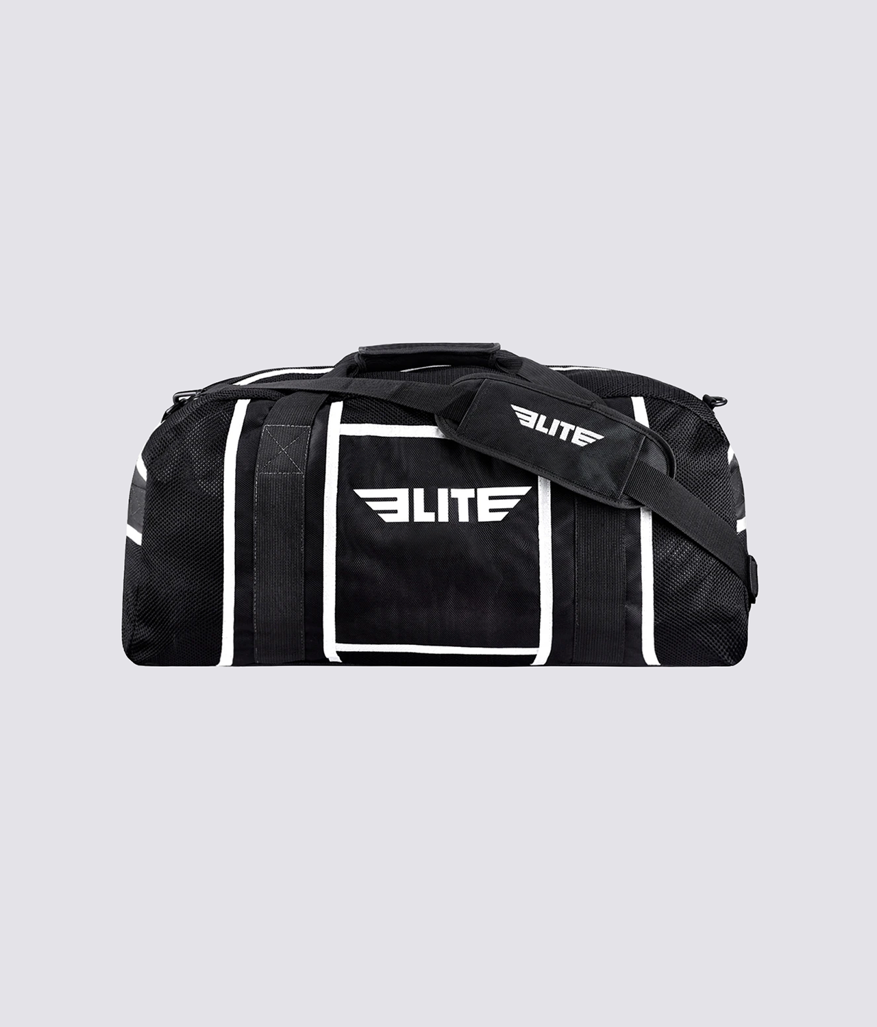 Warrior Black/White Strip Large Duffel Crossfit Gear Gym Bag