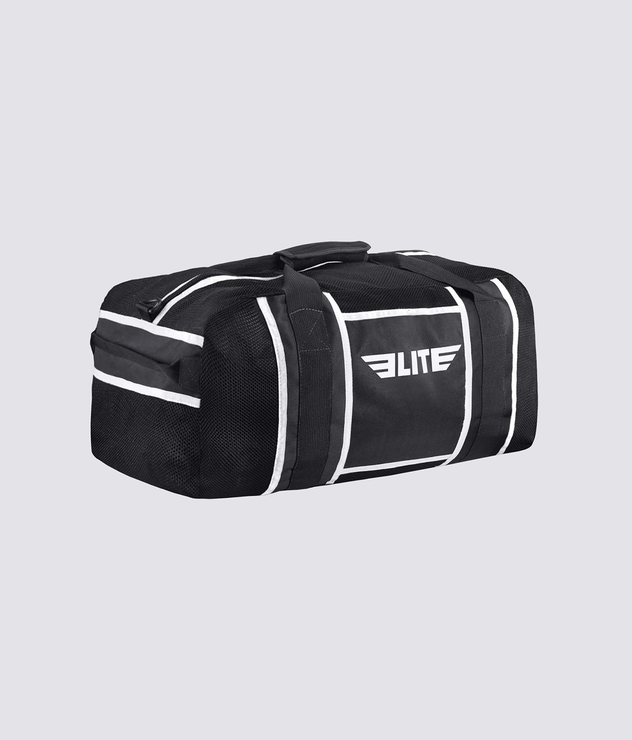 Elite Sports Warrior Black/White Strip Large Duffel Crossfit Gear Gym Bag