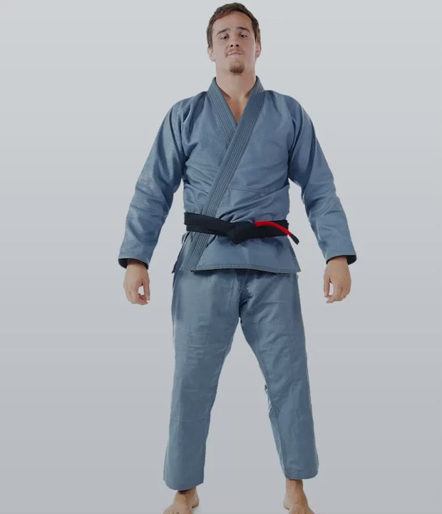 elite sports essential lightweight preshrunk gray adult brazilian jiu jitsu bjj gi with free belt demo video