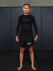 elite sports standard black long sleeve nogi kids bjj rash guard demo video