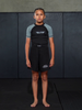 elite sports standard gray black short sleeve nogi kids bjj rash guard demo video