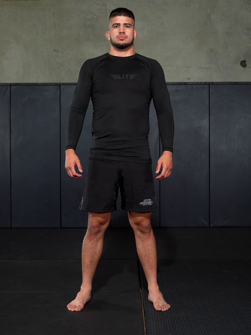 elite sports standard pack of 3 black long sleeve mens brazilian jiu jitsu bjj nogi rash guard demo video