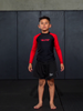 elite sports standard red black long sleeve nogi kids bjj rash guard demo video