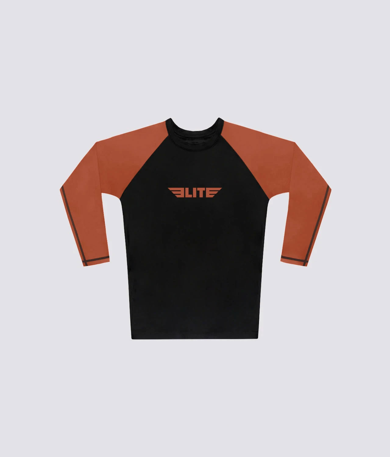 Elite Sports Women's Standard Brown Long Sleeve MMA Rash Guard Flat