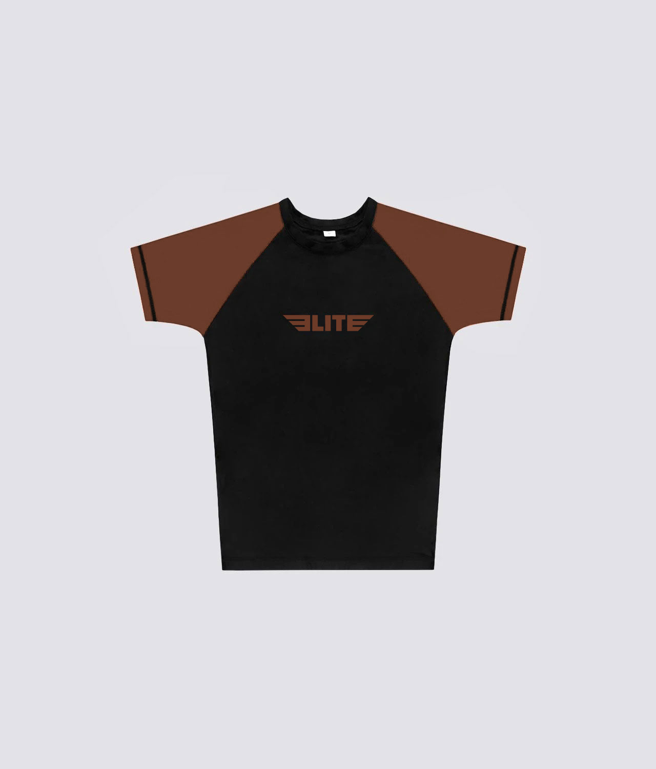 Elite Sports Women's Standard Brown Short Sleeve MMA Rash Guard Flat