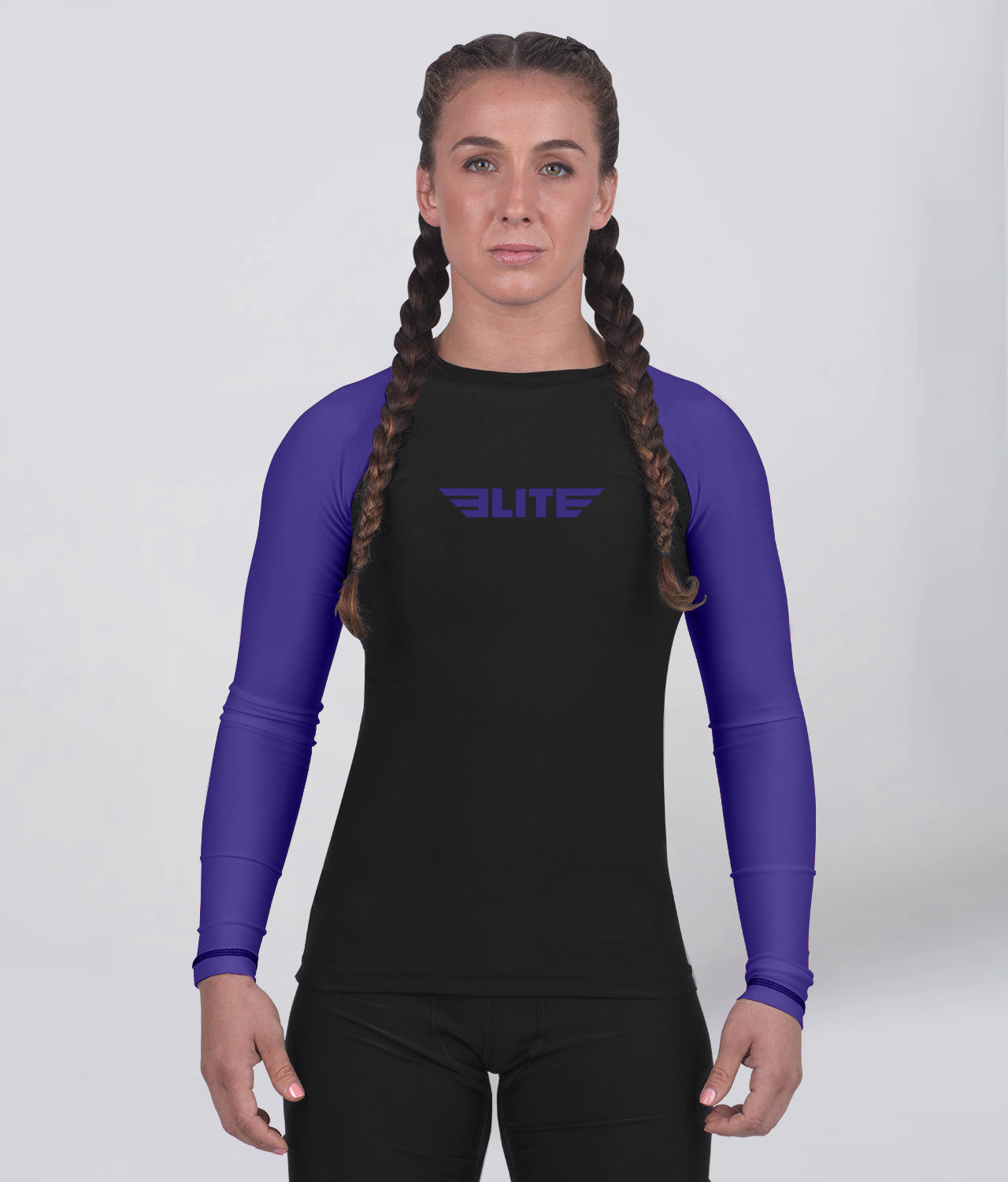 Elite Sports Women's Standard Purple Long Sleeve Jiu Jitsu BJJ Rash Guard