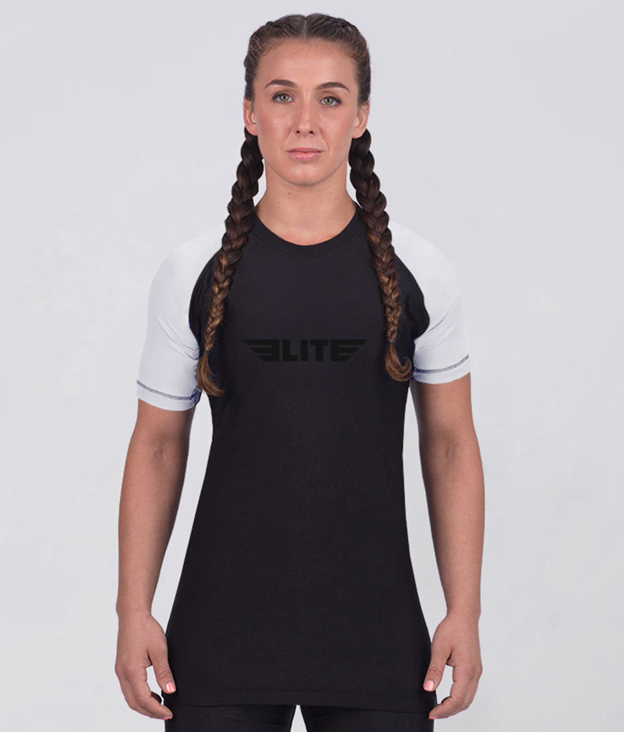 Elite Sports Women's Standard White Short Sleeve Jiu Jitsu BJJ Rash Guard
