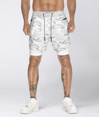 Born Tough Air Pro™ Double layered 2 in 1 Men 5" Cargo Liner Shorts White Camo