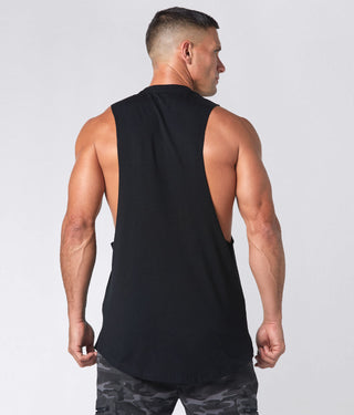 1800. Viscose Oversized Cutoff Running Stringer Tank For Men Black