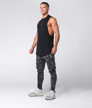 1800. Viscose Oversized Cutoff Stringer Tank For Men Black