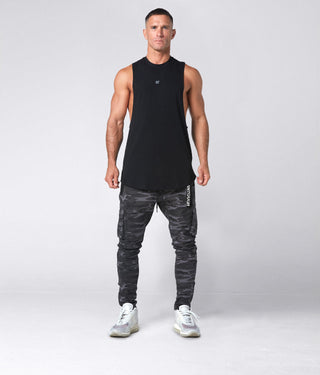 1800. Viscose Oversized Cutoff Running Stringer Tank For Men Black