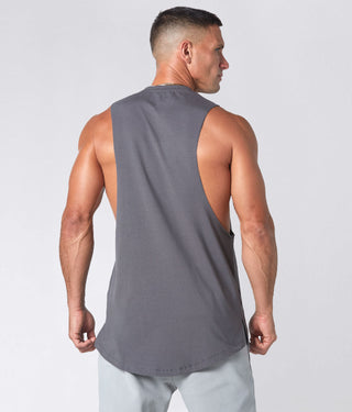1800. Viscose Oversized Cutoff Crossfit Stringer Tank For Men Grey