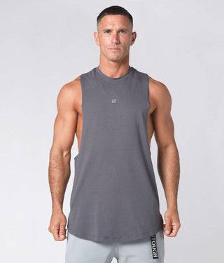 1800. Viscose Oversized Cutoff Crossfit Stringer Tank For Men Grey