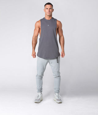 1800. Viscose Oversized Cutoff Crossfit Stringer Tank For Men Grey
