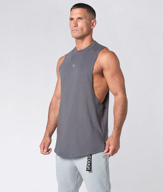 1800. Viscose Oversized Cutoff Crossfit Stringer Tank For Men Grey