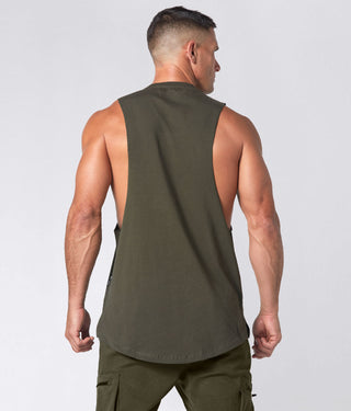 1800. Viscose Oversized Cutoff Crossfit Stringer Tank For Men Military Green