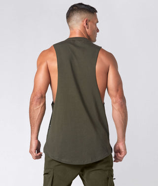 1800. Viscose Oversized Breathable Cutoff Athletic Stringer Tank For Men Military Green
