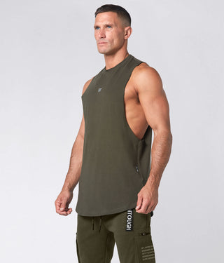 1800. Viscose Oversized Cutoff Crossfit Stringer Tank For Men Military Green