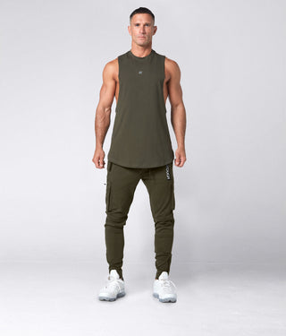 1800. Viscose Oversized Ultrasoft Fabric Cutoff Athletic Stringer Tank For Men Military Green