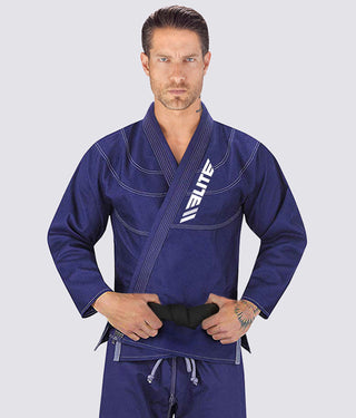 Elite Sports Ultra Light Preshrunk Comfortable Navy Adult Brazilian Jiu Jitsu BJJ Gi  With Free White Belt
