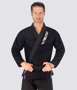 Elite Sports Ultra Light Preshrunk Comfortable Black Adult Brazilian Jiu Jitsu BJJ Gi  With Free White Belt