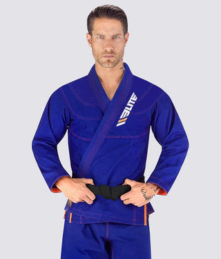 Elite Sports Ultra Light Preshrunk Comfortable Blue Adult Brazilian Jiu Jitsu BJJ Gi  With Free White Belt
