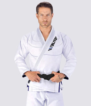 Elite Sports Ultra Light Preshrunk Comfortable White Adult Brazilian Jiu Jitsu BJJ Gi  With Free White Belt