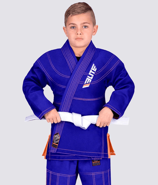 Elite Sports Ultra Light Preshrunk Antibacterial Blue Kids Brazilian Jiu Jitsu BJJ Gi With Free White Belt