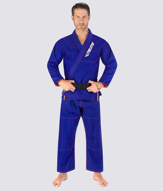Elite Sports Ultra Light Preshrunk Reinforced Stitching Blue Adult Brazilian Jiu Jitsu BJJ Gi  With Free White Belt
