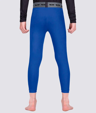 Kids' Plain Blue Compression Jiu Jitsu Bjj Spat Pants