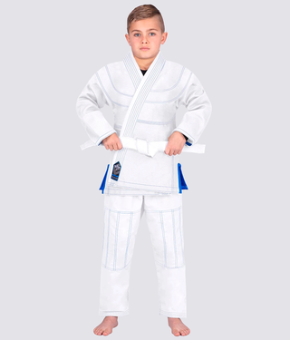 Elite Sports Essential Ultra Light Preshrunk Antibacterial White Kids Brazilian Jiu Jitsu BJJ Gi With Free White Belt