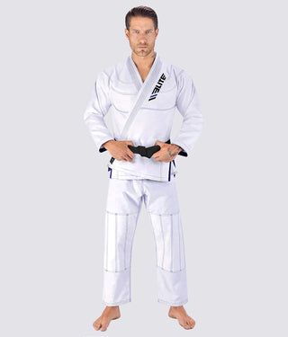 Elite Sports Ultra Light Preshrunk Reinforced Stitching White Adult Brazilian Jiu Jitsu BJJ Gi  With Free White Belt