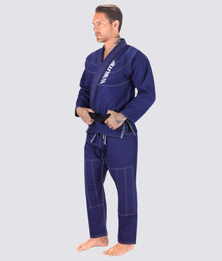 Elite Sports Ultra Light Preshrunk Anti-Odor Navy Adult Brazilian Jiu Jitsu BJJ Gi  With Free White Belt
