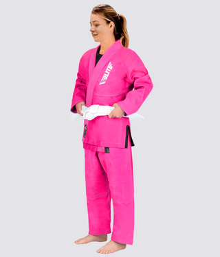 Elite Sports Ultra Light Preshrunk Anti-Odor Pink Kids Brazilian Jiu Jitsu BJJ Gi With Free White Belt