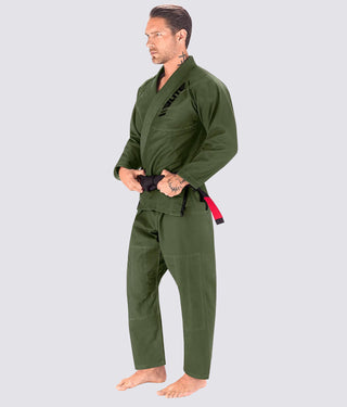 Elite Sports Ultra Light Preshrunk Anti-Odor Green Adult Brazilian Jiu Jitsu BJJ Gi  With Free White Belt