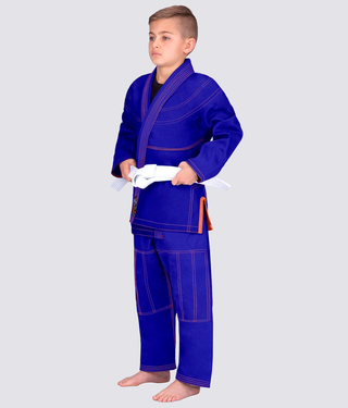 Elite Sports Essential Ultra Light Preshrunk Sweat-wicking Blue Kids Brazilian Jiu Jitsu BJJ Gi With Free White Belt