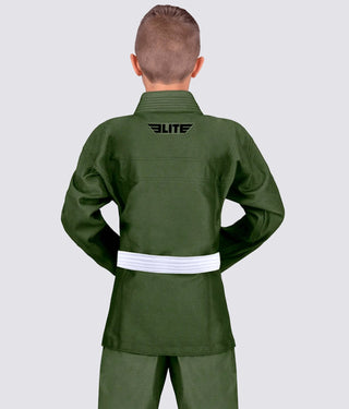 Basic Military Green Brazilian Jiu Jitsu Gi BJJ Uniform for Kids