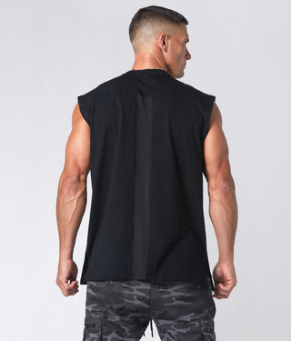 975. Viscose Oversized Sleeveless Crossfit Shirt For Men Black
